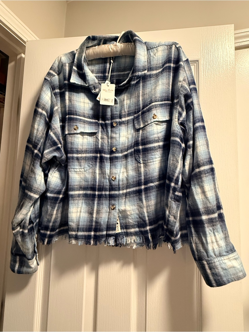 NWTLucky Brand Women's Blue Plaid Button-Up
